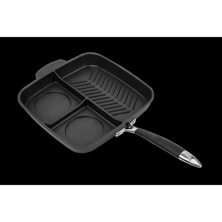 Teatula 11 in. Non-Stick 3 Section Meal Skillet, Black MP-5S